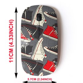 mouse inalámbrico 2.4G con bonito diseño de patrón para todas las computadoras portátiles y computadoras de computadora con nano receptor, tenis