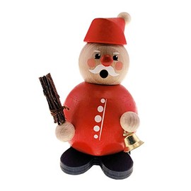 Hess Wooden Toy 40002 Ball Smoker Man Made of Wood, Santa Claus with Bell and Rod, Approx. 12 cm, Decoration for Advent and Christmas Season from the Ore Mountains
