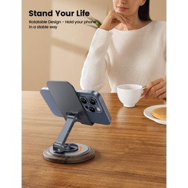 Lamicall Grey Phone Holder, Desk Accessories - Simulated Wood Grain Cell Phone Holder, Office Decor for Women, Stocking Stuffers for Teen Boys Girls, 4-10” Phones, iPad mini, Gifts for Christmas