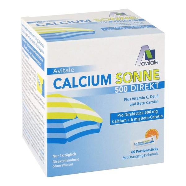 Avitale Calcium Sun 500 Direct, for Preparing Your Skin for the Sun with 500 mg Calcium and 6 mg Beta-Carotene Plus Vitamin C, D3 and E, 150 g
