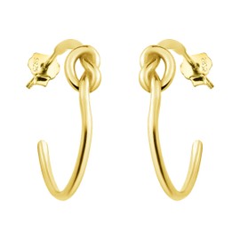 SOFIA MILANI - Women's Earrings 925 Silver - Knot Stud Hoop Earrings, Yellow Gold, No Gemstone