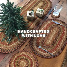 Homespice Gingerbread Jute Braided Long Table Runner, Warm Country Decor, Brown Rectangle 11x36 - Rich Colors, Easy to Clean, Durable and Protects Furniture
