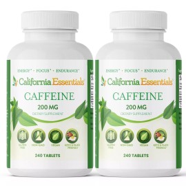 California Essentials Caffeine Pills 240 Tablets 200mg Per Serving - Pack of 2