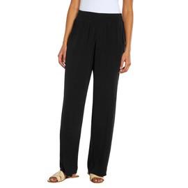 Three Dots Women's Elastic Pull On Pant with Pockets (US, Alpha, X-Large, Regular, Regular, Black)
