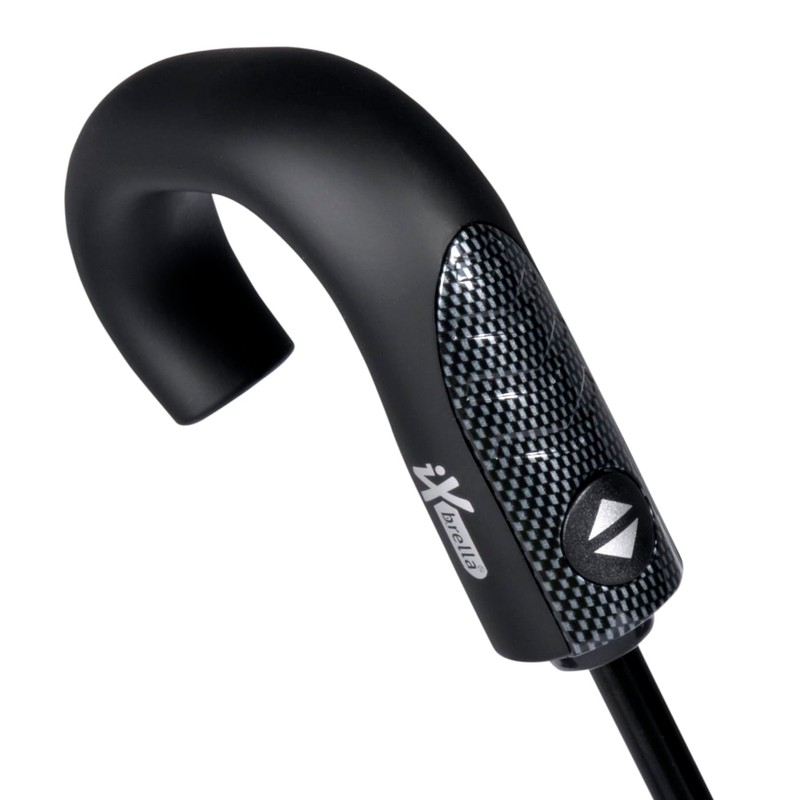 iX-brella Men's Pocket Umbrella Open-Close Automatic Round Hook Handle, Carbon