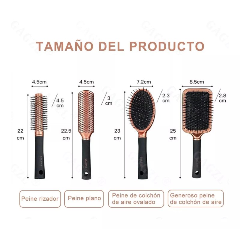 ANDSS 4 Piezas Herramientas De Peluquería Peine Redondo Para Peluq