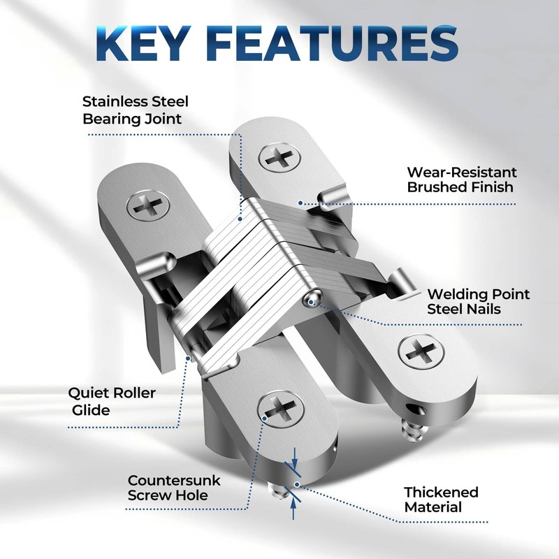 JAXYOOM Hidden Door Hinge 0.63 * 2.76Inch – 4Pcs Invisible