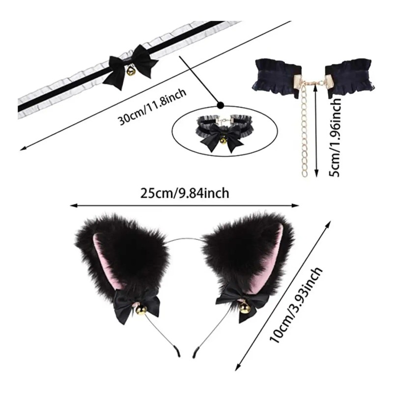 Arco De Cabello Aro Orejas De Gato + Cadena Clavículas