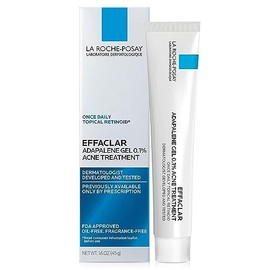 La Roche-Posay Effaclar Adapalene Gel 0.1% Tratamiento para el acné, crema retinoide, gel medicamento para puntos negros y puntos blancos, sin aceite,