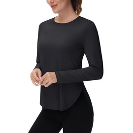 Cavva Womens Athletic Tops Sun Shirts Long Sleeve Hiking Shirts UPF 80+ Workout Tops Quick Dry Outdoor Running Black, M