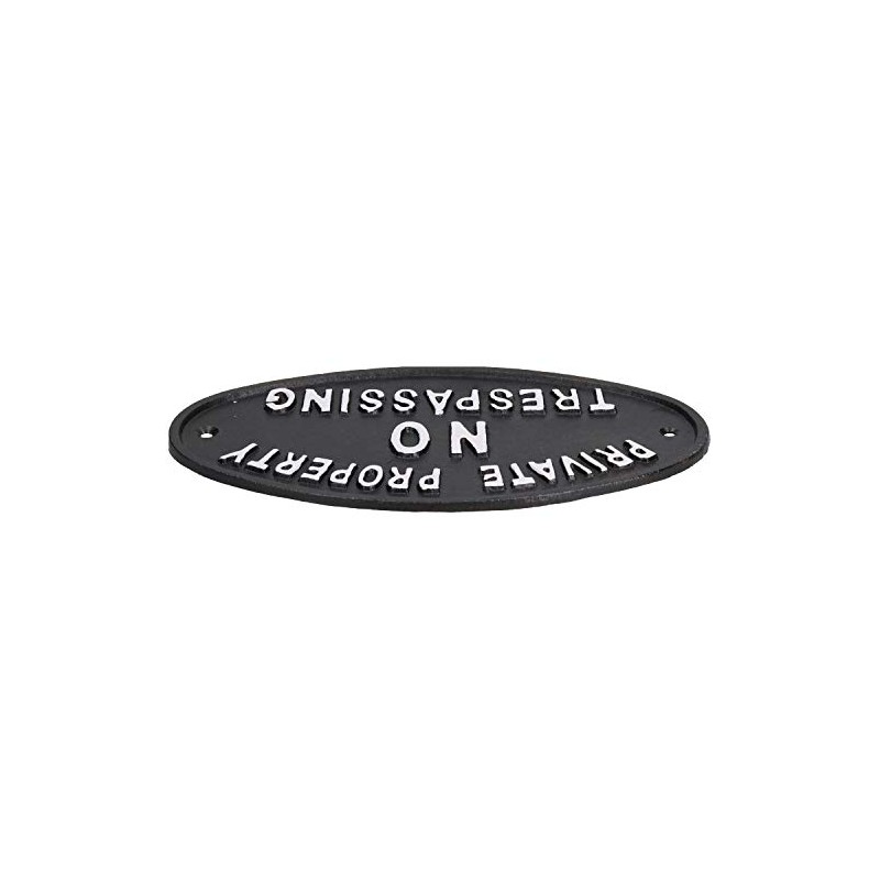 Private Property No Trespassing Cast Iron Sign Plaque Door Wall