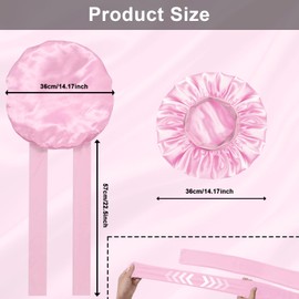 2Pcs Satin Silk Hair Bonnet for Sleeping Women,Large Bonnets with Elastic Wide Tie Band Silk Sleep Cap,Hair Wrap Night Cap with Adjustable Straps for Black Women Curly Hair Jumbo Bonnet Braid - Pink