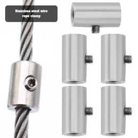 LT Easiyl 5Pcs 1mm-1.5mm Wire Rope Cable Clamp 304 Stainless Steel Wire Rope Clamp with Hexagonal Wrench, Length 15mm Outer Diameter 8mm Inner Diameter 3.5mm