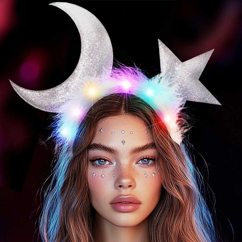 GORTIN Light up Star Moon Headbands LED Headpiece Costume Hair