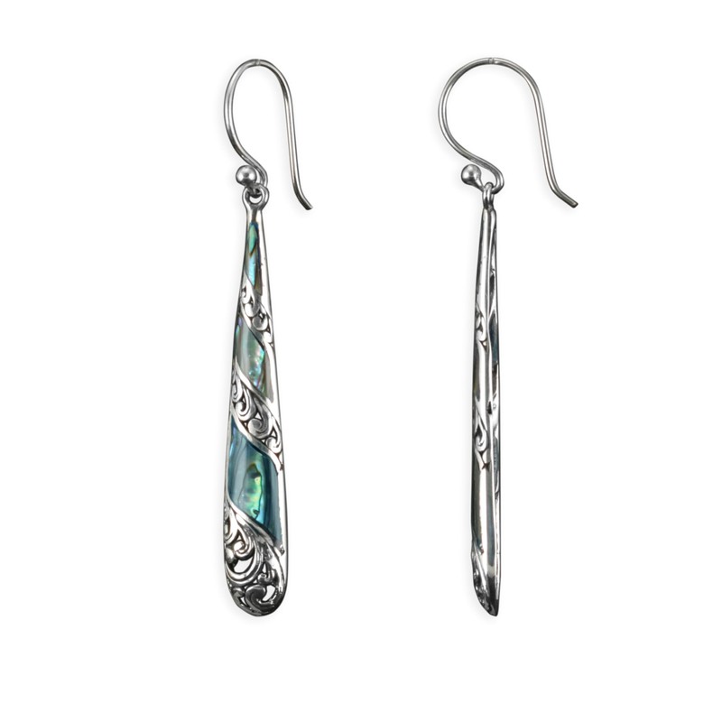 CahayaPermai 925er Silber und Abalone Perlmutt Damen Ohrringe Hänger SER422,