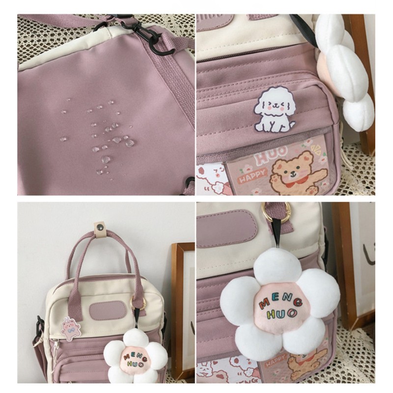Cute Backpack with Accessories Dual Purpose Backpack Shoulder Bag Large