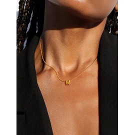 Gold Charm Necklace with Initials Letter Necklace for Women F Necklace Small Initial Necklace Gold Stainless Steel Necklace