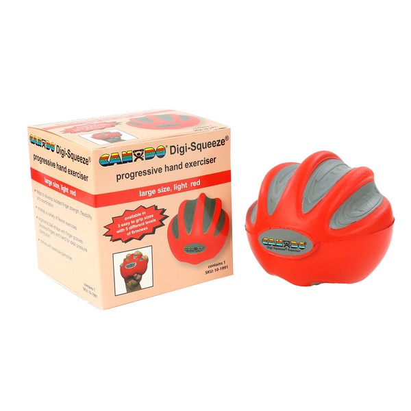 CanDo® Digi-Squeeze® hand exerciser - Large - Red, light