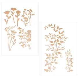 Piriuuo 2 Pcs Vine Stencils for Painting on Wood, Wall Stencils for Painting Large Pattern Reusable Flower Stencil Paintings Stencil Drawing Template for DIY Crafts Furniture Canvas Home Decor