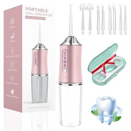 Irrigador Bucal, Limpiador Dental Con 8 Boquillas Y Caja De Hilo Dental, Water Flosser Carga, 3 Modos Ipx7 Impermeable, Apto Para Varios Miembros De