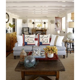 advozcate Happy Independence Day 4th of July Freedom and Bravery Under The Flag Pillow Covers Linen Pillow case Home Decorative Cushion Cover for Sofa Chair Bed car Pillow Cover 18x18'' Set of 2