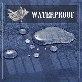 Conbo Mio Hotel Style Fabric Shower Curtain No Hooks Needed with Snap in Liner for Bathroom Machine Washable Waterproof Repellent Wide Shower Curtain(Check-Dark Blue,71" (W) x 74"(H))