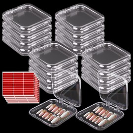 VZYUVY 16Pcs Press on Nail Packaging with 60 Pcs Adhesive Double Sided Tape, Nails Storge Container Case for Press Ons