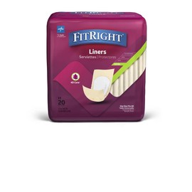 FitRight Extra Incontinence Liners, Moderate Absorbency, 13" x 30", 20 Count (Pack of 4)