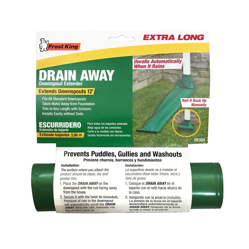 Frost King DE300 Standard Plastic Drain Away Downspout Extender, Extends