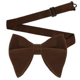 Alizeal Mens Pre-Tied Bow Tie Velvet Classic Solid Color for Wedding Party Formal Tuxedo Oversize Bow Tie, Brown