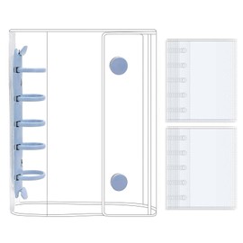 Transparent Seal Book, 5 Holes Clear Binder Seal Storage, Sith Teme Planner M5 PVC DIY Meeting Notebook Folder with 10 Inner Refills (Blue)