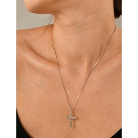 YL Women's Cross Necklace Sterling Silver Infinity Pendant Created Peridot Criss Jewelry