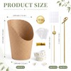 100 Set 12 oz Brown Kraft Charcuterie Cups with Sticks,