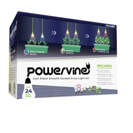 Miracle LED Powervine Seed to Flower Indoor Grow Light Kit - Includes 1 Blue, 2 Full, 1 Red Spectrum 100W Replacement Grow Light Bulbs & 1 2-Socket Corded Fixture (6-Pack)