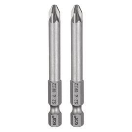 HARFINGTON 2pcs PZ2 Screwdriver Bit 1/4" Hex Shank 65mm/2.56" Length Magnetic Phillips Slotted Hex Bits S2 Steel Screw Driver Bit Industrial Grade Electric Hexagon Drill Bits