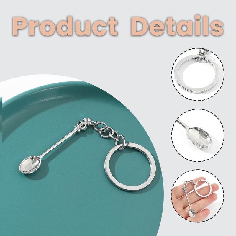 fKiZanthene 4 Colours Mini Spoon Keyring, 5.4cm Tiny Spoon Pendant