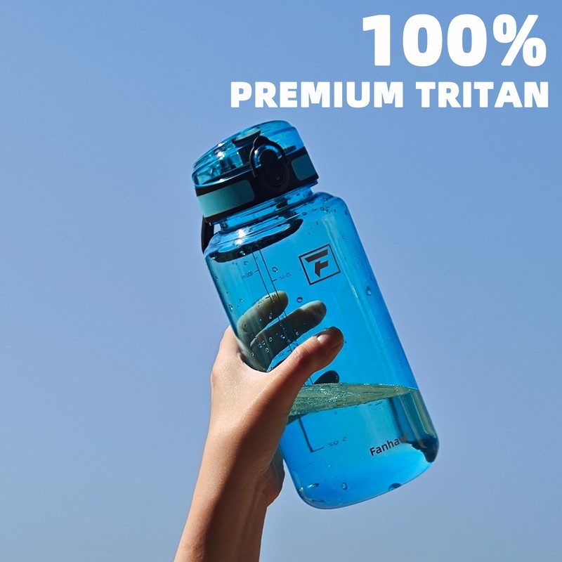 Fanhaw 32 Oz Clear Tritan Water Bottle, BPA-Free & Leak-Proof,