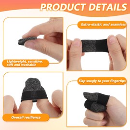 Nogeqi 10 Pairs of Mobile Finger Sleeves, Gaming Finger Sleeves, Pubg Finger Cots, Gloves Finger Sticks for Gamers, Fingerling Ultra Thin for Handheld Touchscreen Sweat Protection (Silver/Black)