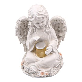 NUZAMAS Solar Powered Garden Ornaments, Decorative Fairy Statue with Solar Lantern Light Outdoor Garden Decoration Ornament Table Top Sculpture Lighting Waterproof Lamp