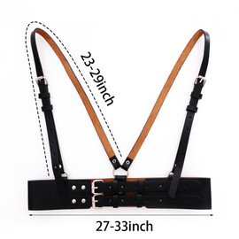 baotongle Punk Belt Black Pu Leather Belt Punk Women Waist Belts PU Leather for Women Gothic Body Adjustable Waist Belts Dresses Party Accessories(Black)