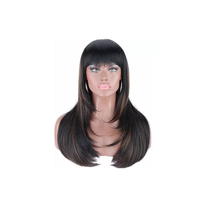 Kalyss Peluca Negro Con Marrón Liso 60 Cm Kalyss