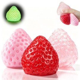 Big Strawberry Glow in The Dark Squishies, Sticky Fruit Squeeze, Stress & Anxiety Relief Squishy, Valentines Birthday Party for Adults