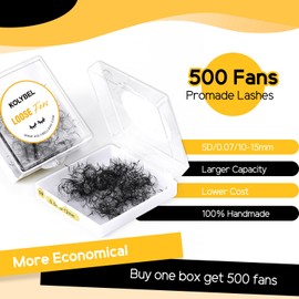 500 Premade Lash Fans 5D 0.07 D Curl 13mm Single Length Eyelash Extension Premade Fans Lash Extensions Pointed Base Handmade Volume Premade Eyelash Extensions Fans(5D,0.07-D-13MM)