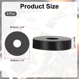 PATIKIL 8pcs 0.4" ID x 1.4" OD x 0.3" T Neoprene Round Anti-Vibration Isolation Pad Isolator Rubber Bushing Spacer Washer HVAC Bolt Car Accessories