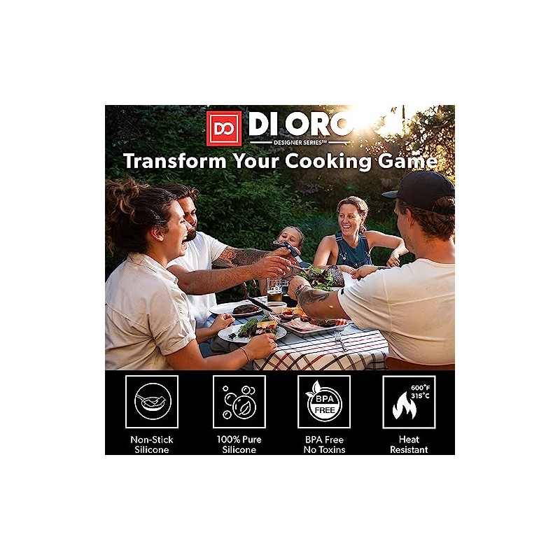 DI ORO Silicone Turner Spatula Set - 6 Piece Kitchen