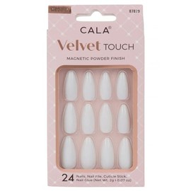 CALA. - "Velvet Touch" uñas postizas medianas (24 uñas postizas en 12 tamaños, perla con terminado magnético)