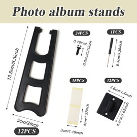 HAPY SHOP 12 Pieces Easel Back Picture Frame Back Stand Picture Frame Easel Back with 24 Pieces Screws & 15 Pieces Stickers and Screwdriver for Photos Pictures Frames Supplies