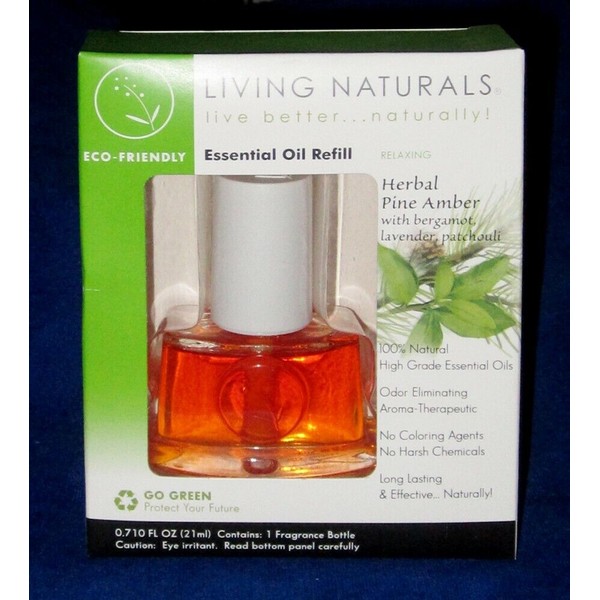 Living Natural Essential Oil Refill 21ml Relaxing Herbal Pine Amber
