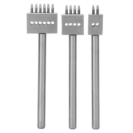 MAGT Leather Punch Tool, Pack of 3 Leather Chisel Tool Steel 2/4/6 Prongs DIY Craft Leather Hole Punch Leather Tool Silver (6 mm)