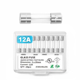 Chanzon(Pack of 20Pcs) UL Listed 5x20mm 12A 250V/125V 12 Amp Glass Fuses Fast Blow Cartridge Tube Fuse F12AL 125 V / 250 V